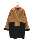 LANVIN COLLECTIONランバンコレクション）の古着「カラーブロックコート」｜ブラウン×ブラック