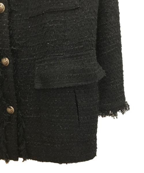 GRACE CONTINENTAL（（グレースコンチネンタル）GRACE CONTINENTAL (（グレースコンチネンタル) ラメツイードミリタリーノーカラージャケット ネイビー サイズ:38の古着・服飾アイテム