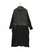 BEAUTY&YOUTHビューティーアンドユース）の古着「レイヤード Iラインワンピース 2」｜ブラック