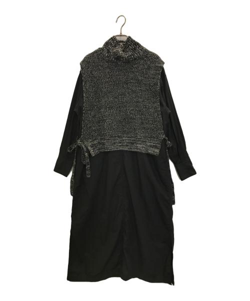 BEAUTY&YOUTH（ビューティーアンドユース）BEAUTY&YOUTH (ビューティーアンドユース) レイヤード Iラインワンピース 2 ブラック サイズ:表記無しの古着・服飾アイテム