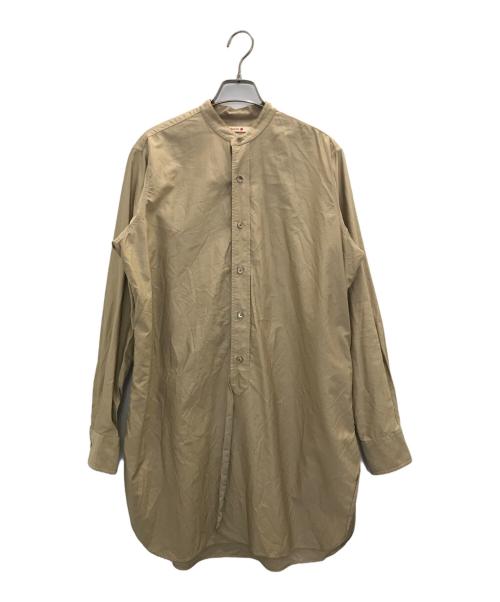 BACCA（バッカ）BACCA (バッカ) コットンバックサテンスタンドカラーロングシャツ ベージュ サイズ:36の古着・服飾アイテム