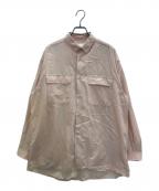 WHITE MOUNTAINEERINGホワイトマウンテ二アニング）の古着「Repose Wear BAND COLLAR LONG SLEEVES SHIRT」｜ピンク