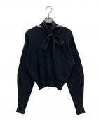 CLANEクラネ）の古着「W FACE NECK RIBBON KNIT TOPS」｜ブラック