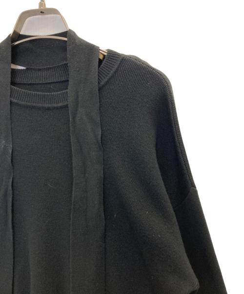 CLANE（クラネ）CLANE (クラネ) W FACE NECK RIBBON KNIT TOPS ブラック サイズ:1の古着・服飾アイテム