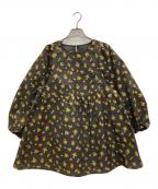 green label relaxingグリーンレーベルリラクシング）の古着「フラワー ジャカード ブラウス」｜ブラック