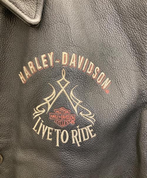 HARLEY-DAVIDSON（ハーレーダビッドソン）HARLEY-DAVIDSON (ハーレーダビッドソン) eagle embroidery leather jacket ブラック サイズ:Ｌの古着・服飾アイテム