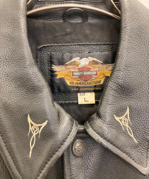 HARLEY-DAVIDSON（ハーレーダビッドソン）HARLEY-DAVIDSON (ハーレーダビッドソン) eagle embroidery leather jacket ブラック サイズ:Ｌの古着・服飾アイテム
