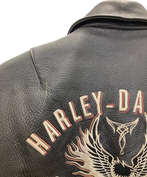 HARLEY-DAVIDSON（ハーレーダビッドソン）HARLEY-DAVIDSON (ハーレーダビッドソン) eagle embroidery leather jacket ブラック サイズ:Ｌの古着・服飾アイテム