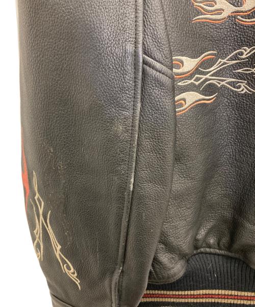 HARLEY-DAVIDSON（ハーレーダビッドソン）HARLEY-DAVIDSON (ハーレーダビッドソン) eagle embroidery leather jacket ブラック サイズ:Ｌの古着・服飾アイテム