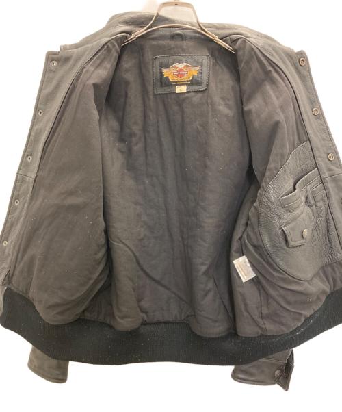 HARLEY-DAVIDSON（ハーレーダビッドソン）HARLEY-DAVIDSON (ハーレーダビッドソン) eagle embroidery leather jacket ブラック サイズ:Ｌの古着・服飾アイテム