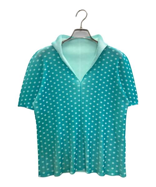 PLEATS PLEASE（プリーツプリーズ）PLEATS PLEASE (プリーツプリーズ) ポルカドットプリーツブラウス グリーン サイズ:3の古着・服飾アイテム
