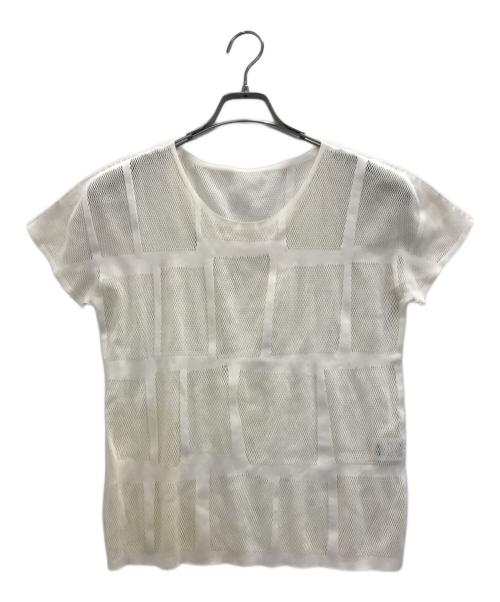 PLEATS PLEASE（プリーツプリーズ）PLEATS PLEASE (プリーツプリーズ) メッシュT-SHIRTS ホワイト サイズ:3の古着・服飾アイテム