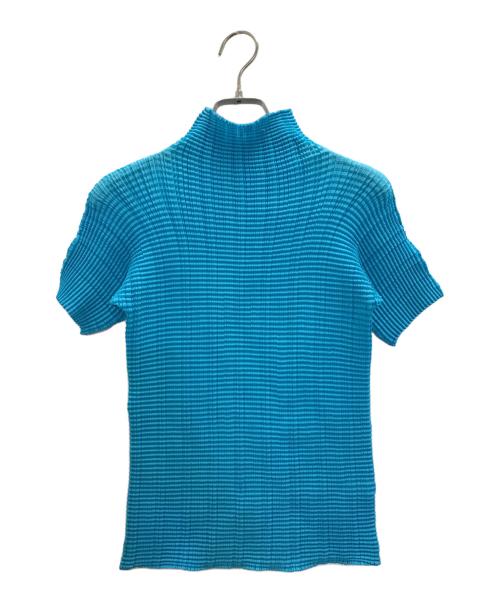 ISSEY MIYAKE PLEATS (T.)（イッセイミヤケ プリーツ）ISSEY MIYAKE PLEATS (T.) (イッセイミヤケ プリーツ) プリーツハイネックT-SHIRTS ブルー サイズ:3の古着・服飾アイテム
