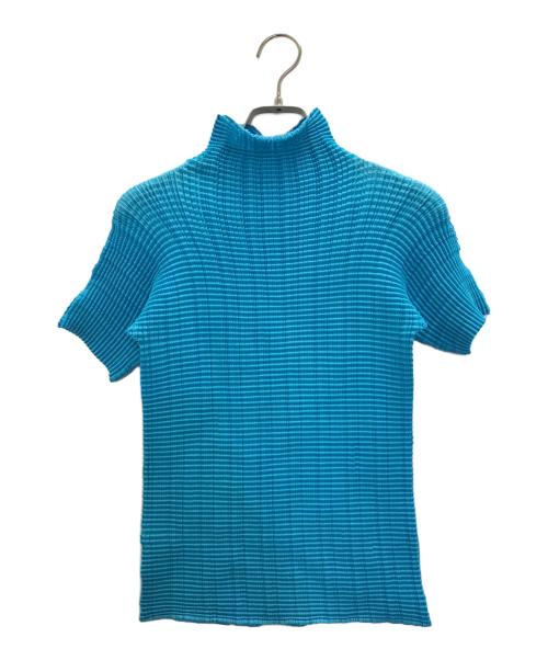 ISSEY MIYAKE PLEATS (T.)（イッセイミヤケ プリーツ）ISSEY MIYAKE PLEATS (T.) (イッセイミヤケ プリーツ) プリーツハイネックT-SHIRTS ブルー サイズ:3の古着・服飾アイテム