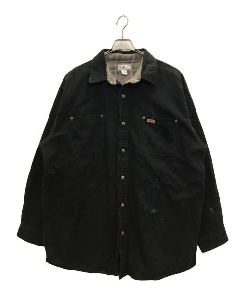 CarHartt（カーハート）CarHartt (カーハート) DAMAGE CANVAS PLAID FLANNEL LINED SHIRT JACKET ブラック サイズ:XLの古着・服飾アイテム
