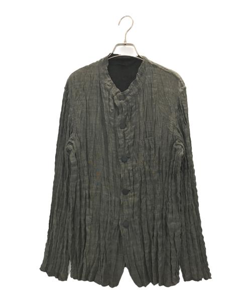 ISSEY MIYAKE MEN（イッセイミヤケメン）ISSEY MIYAKE MEN (イッセイミヤケメン) プリーツバンドカラーシャツ グレー サイズ:２の古着・服飾アイテム
