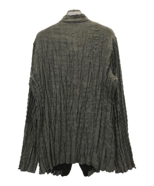 ISSEY MIYAKE MEN（イッセイミヤケメン）ISSEY MIYAKE MEN (イッセイミヤケメン) プリーツバンドカラーシャツ グレー サイズ:２の古着・服飾アイテム