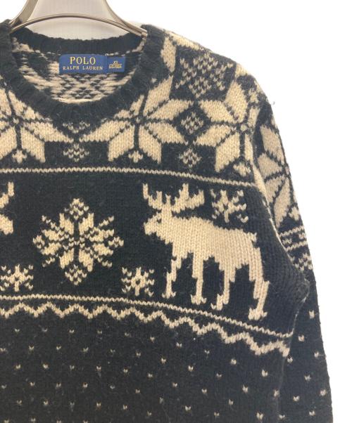 POLO RALPH LAUREN（ポロ・ラルフローレン）POLO RALPH LAUREN (ポロ・ラルフローレン) ノルディック ウールニットセーター ブラック サイズ:XSの古着・服飾アイテム
