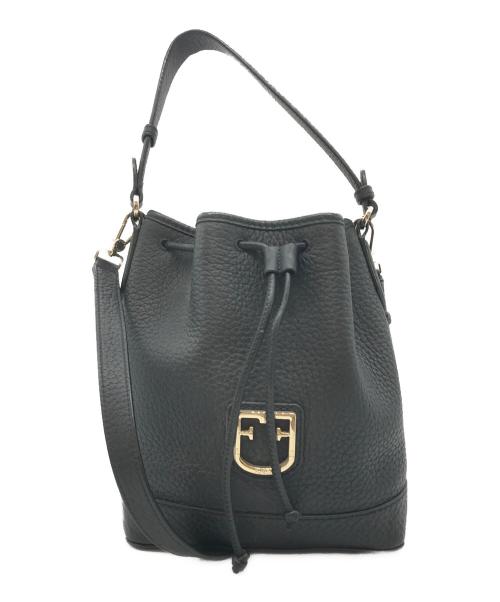 FURLA（フルラ）FURLA (フルラ) グレインレザーショルダーバッグ ブラックの古着・服飾アイテム