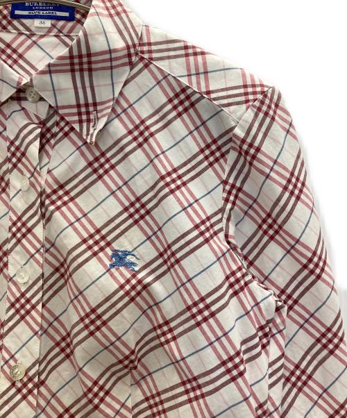 BURBERRY BLUE LABEL（バーバリー ブルー レーベル）BURBERRY BLUE LABEL (バーバリーロンドンブルーレーベル) チェックブラウス ピンク サイズ:38の古着・服飾アイテム
