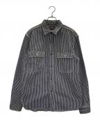 EIGHT Gエイトジー）の古着「Long Sleeve Hickory Stripe Work Shirt」｜ネイビー