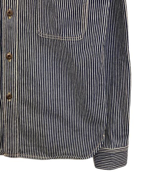 EIGHT G（エイトジー）EIGHT G (エイトジー) Long Sleeve Hickory Stripe Work Shirt ネイビー サイズ:Lの古着・服飾アイテム