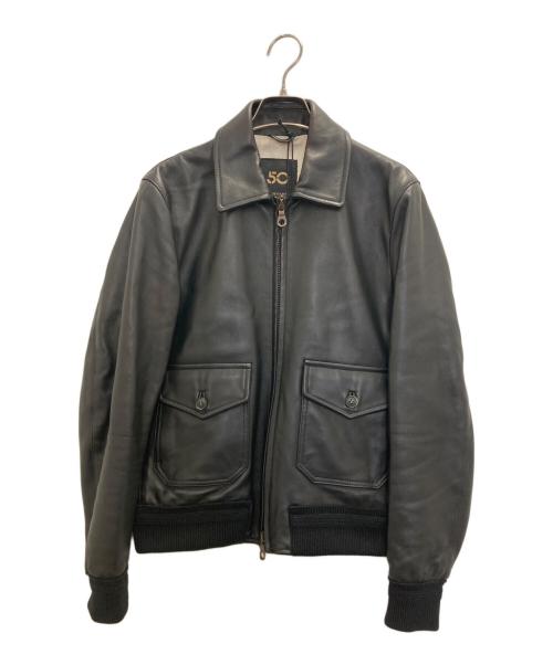 Cinquanta（チンクワンタ）Cinquanta (チンクワンタ) ラムナッパレザージップブルゾン ブラック サイズ:46の古着・服飾アイテム