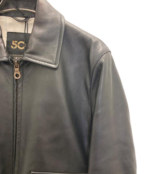Cinquanta（チンクワンタ）Cinquanta (チンクワンタ) ラムナッパレザージップブルゾン ブラック サイズ:46の古着・服飾アイテム