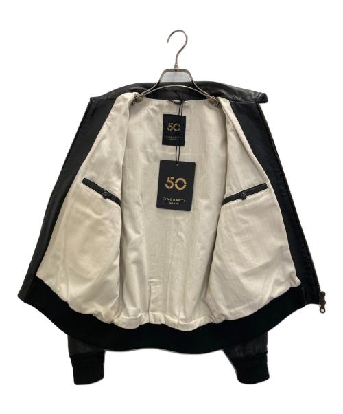 Cinquanta（チンクワンタ）Cinquanta (チンクワンタ) ラムナッパレザージップブルゾン ブラック サイズ:46の古着・服飾アイテム