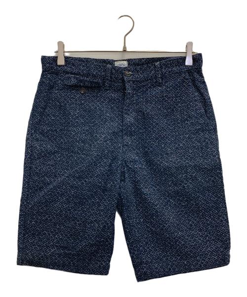POST O'ALLS（ポストオーバーオールズ）POST O'ALLS (ポストオーバーオールズ) 小紋柄インディゴショーツ ネイビー サイズ:Sの古着・服飾アイテム