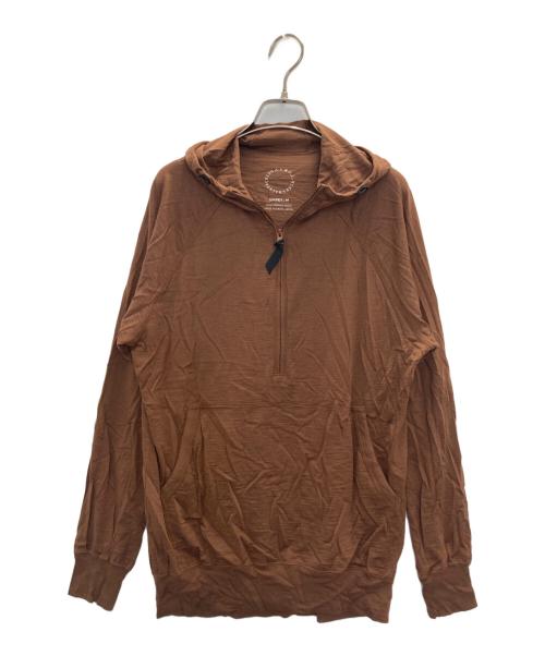 山と道（ヤマトミチ）山と道 (ヤマトミチ) メリノウールハーフジップパーカー ブラウン サイズ:Mの古着・服飾アイテム
