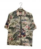 DIESELディーゼル）の古着「オリエンタルプリントジップシャツ」｜グリーン