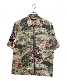 DIESEL（ディーゼル）の古着「オリエンタルプリントジップシャツ」｜グリーン