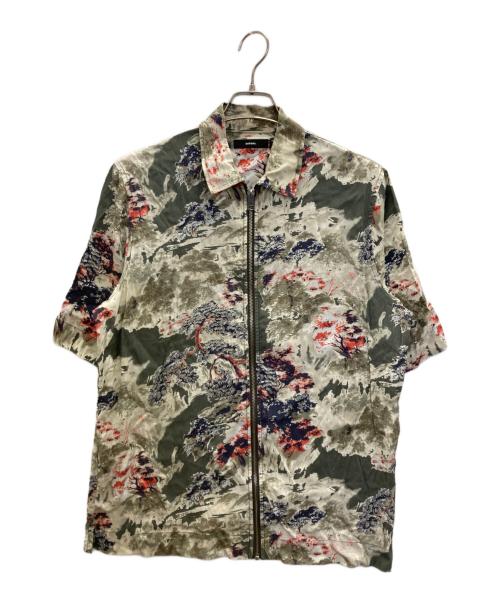 DIESEL（ディーゼル）DIESEL (ディーゼル) オリエンタルプリントジップシャツ グリーン サイズ:Ｌの古着・服飾アイテム