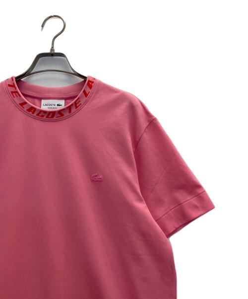 LACOSTE（ラコステ）LACOSTE (ラコステ) ネックロゴTee ピンク サイズ:US Lの古着・服飾アイテム