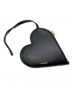 JIL SANDERジルサンダー）の古着「エンボスロゴ ハートシェイプレザーポーチ」｜ブラック