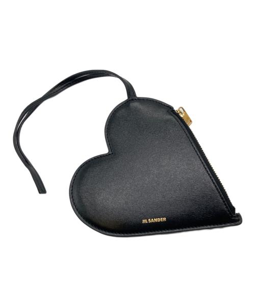 JIL SANDER（ジルサンダー）JIL SANDER (ジルサンダー) エンボスロゴ ハートシェイプレザーポーチ ブラックの古着・服飾アイテム