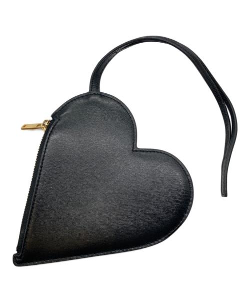 JIL SANDER（ジルサンダー）JIL SANDER (ジルサンダー) エンボスロゴ ハートシェイプレザーポーチ ブラックの古着・服飾アイテム