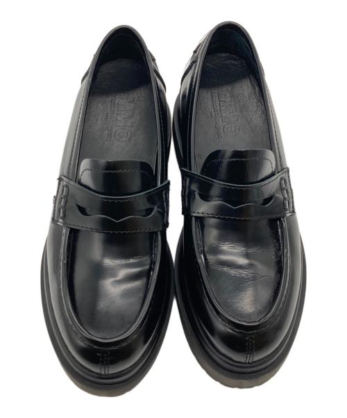 MM6 Maison Margiela（エムエムシックスメゾンマルジェラ）MM6 Maison Margiela (エムエムシックスメゾンマルジェラ) ウェッジローファー ブラック サイズ:37の古着・服飾アイテム