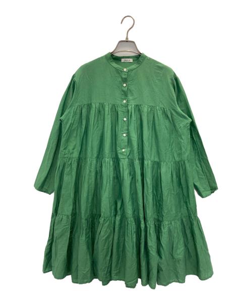 FRAY ID（フレイ アイディー）FRAY ID (フレイ アイディー) ワッシャーティアードワンピース グリーン サイズ:Sの古着・服飾アイテム