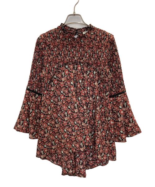 Snidel（スナイデル）Snidel (スナイデル) スモッキングプリントチュニック ブラック サイズ:FREEの古着・服飾アイテム