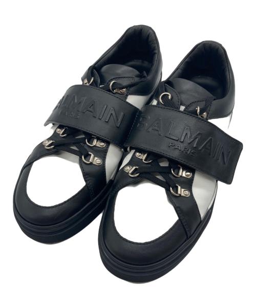 BALMAIN（バルマン）BALMAIN (バルマン) Tricolor Low-top Leather Sneakers In White ホワイト×ブラック サイズ:42の古着・服飾アイテム