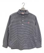 DANTONダントン）の古着「ROUND COLLAR P.O SHIRT LONGSLEEVE」｜ホワイト×ブラック