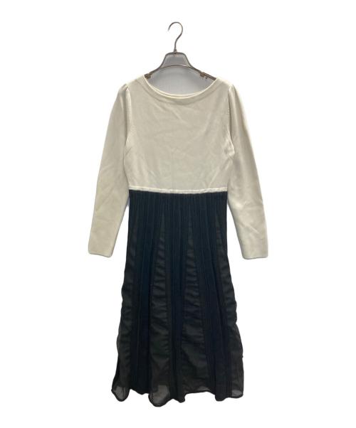 CELFORD（セルフォード）CELFORD (セルフォード) シアーミックスニットワンピース ホワイト×ブラック サイズ:36の古着・服飾アイテム
