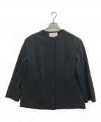 BALLSEYボールジィ）の古着「ジョーゼットジャージー ノーカラージャケット」｜ネイビー