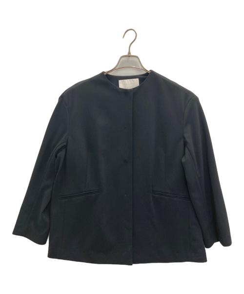 BALLSEY（ボールジィ）BALLSEY (ボールジィ) ジョーゼットジャージー ノーカラージャケット ネイビー サイズ:36の古着・服飾アイテム