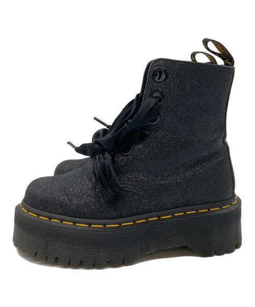 Dr.Martens（ドクターマーチン）Dr.Martens (ドクターマーチン) グリッター厚底6ホールブーツ ブラック サイズ:22の古着・服飾アイテム