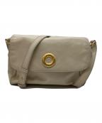 CELINEセリーヌ）の古着「オールドレザーサークルバックルショルダーバッグ」｜アイボリー