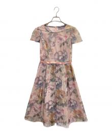 M'S GRACY（エムズグレイシー）の古着「チュールプリントドレス」｜ピンク