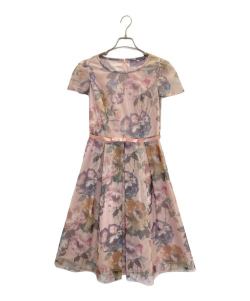 M'S GRACY（エムズグレイシー）M'S GRACY (エムズグレイシー) チュールプリントドレス ピンク サイズ:Sの古着・服飾アイテム